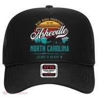 Asheville North Carolina Retro Sunset Blue Ridge Mountains Hat thumb 0