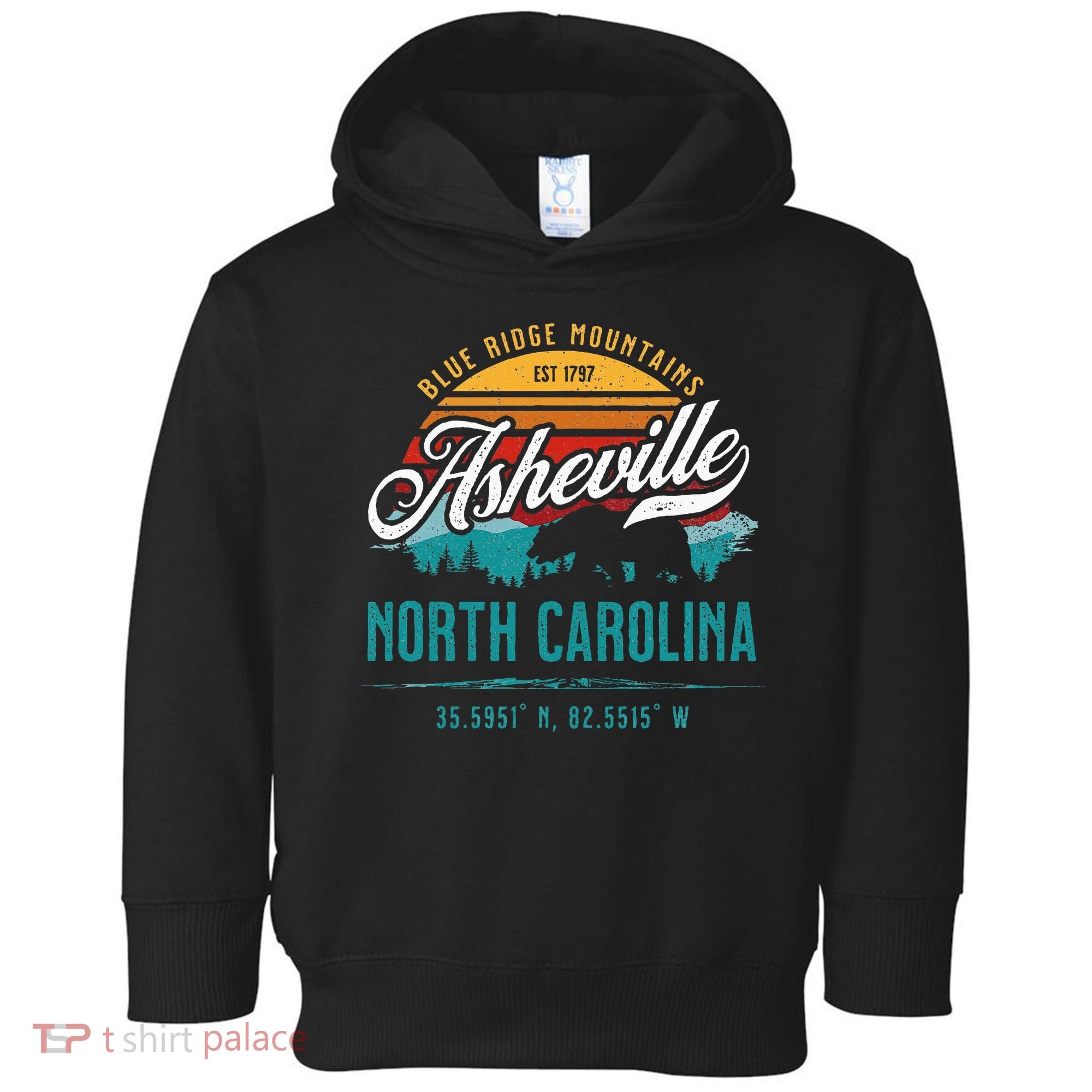 Asheville North Carolina Retro Sunset Blue Ridge Mountains Toddler Hoodie