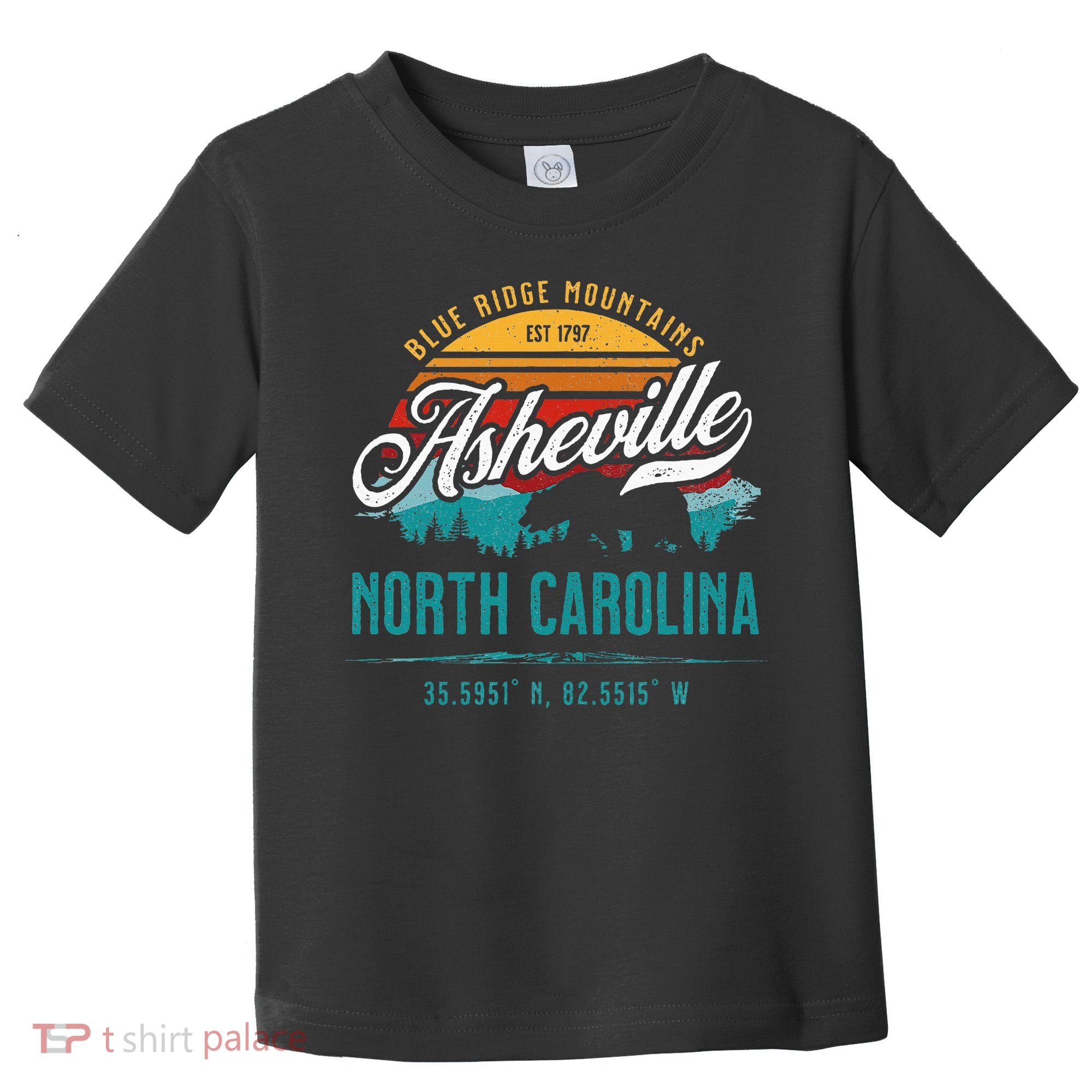 Asheville North Carolina Retro Sunset Blue Ridge Mountains Toddler T-Shirt