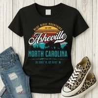 Asheville North Carolina Retro Sunset Blue Ridge Mountains Women's T-Shirt thumb 3