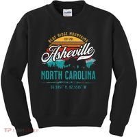 Asheville North Carolina Retro Sunset Blue Ridge Mountains Kids Sweatshirt thumb 0