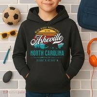 Asheville North Carolina Retro Sunset Blue Ridge Mountains Kids Hoodie thumb 2