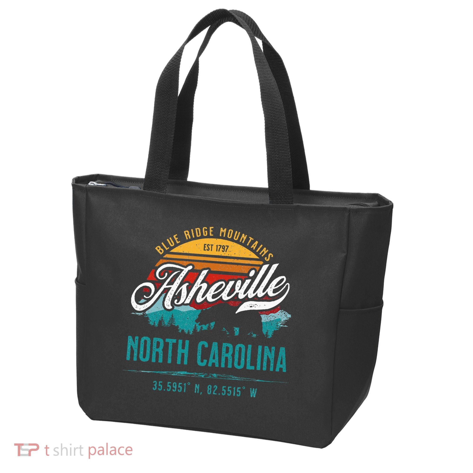 Asheville North Carolina Retro Sunset Blue Ridge Mountains Tote Bag