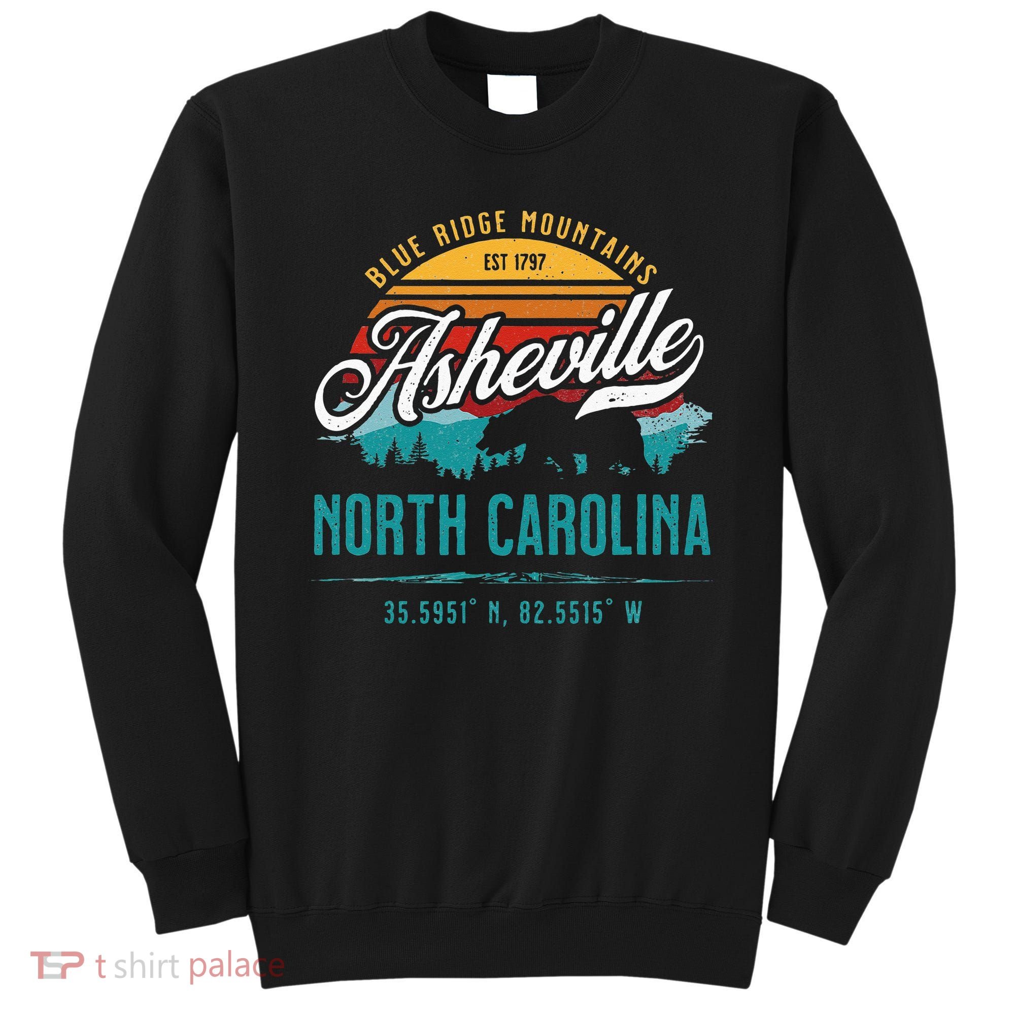 Asheville North Carolina Retro Sunset Blue Ridge Mountains Sweatshirt