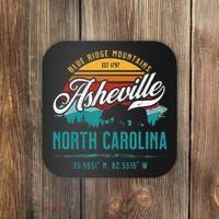 Asheville North Carolina Retro Sunset Blue Ridge Mountains Coaster thumb 0