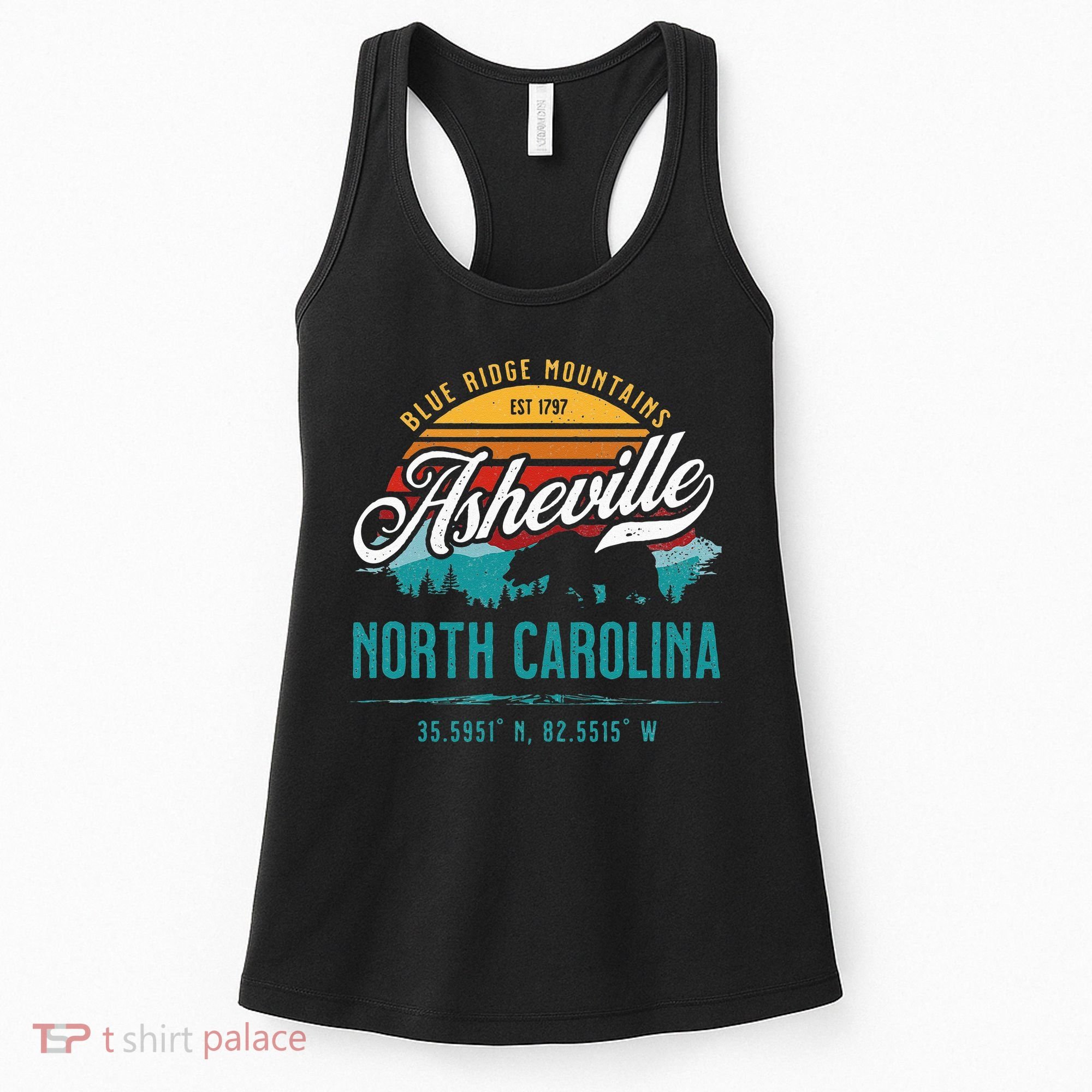 Asheville North Carolina Retro Sunset Blue Ridge Mountains Women's Tank Top