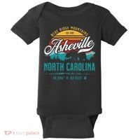 Asheville North Carolina Retro Sunset Blue Ridge Mountains Baby Bodysuit thumb 0