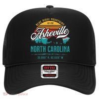 Asheville North Carolina Retro Sunset Blue Ridge Mountains Hat thumb 0