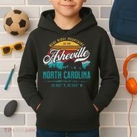 Asheville North Carolina Retro Sunset Blue Ridge Mountains Kids Hoodie thumb 2