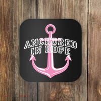 Anchored In Hope Breast Cancer Awareness Coaster thumb 0