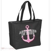 Anchored In Hope Breast Cancer Awareness Tote Bag thumb 2