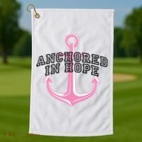 Anchored In Hope Breast Cancer Awareness Golf Towel thumb 1