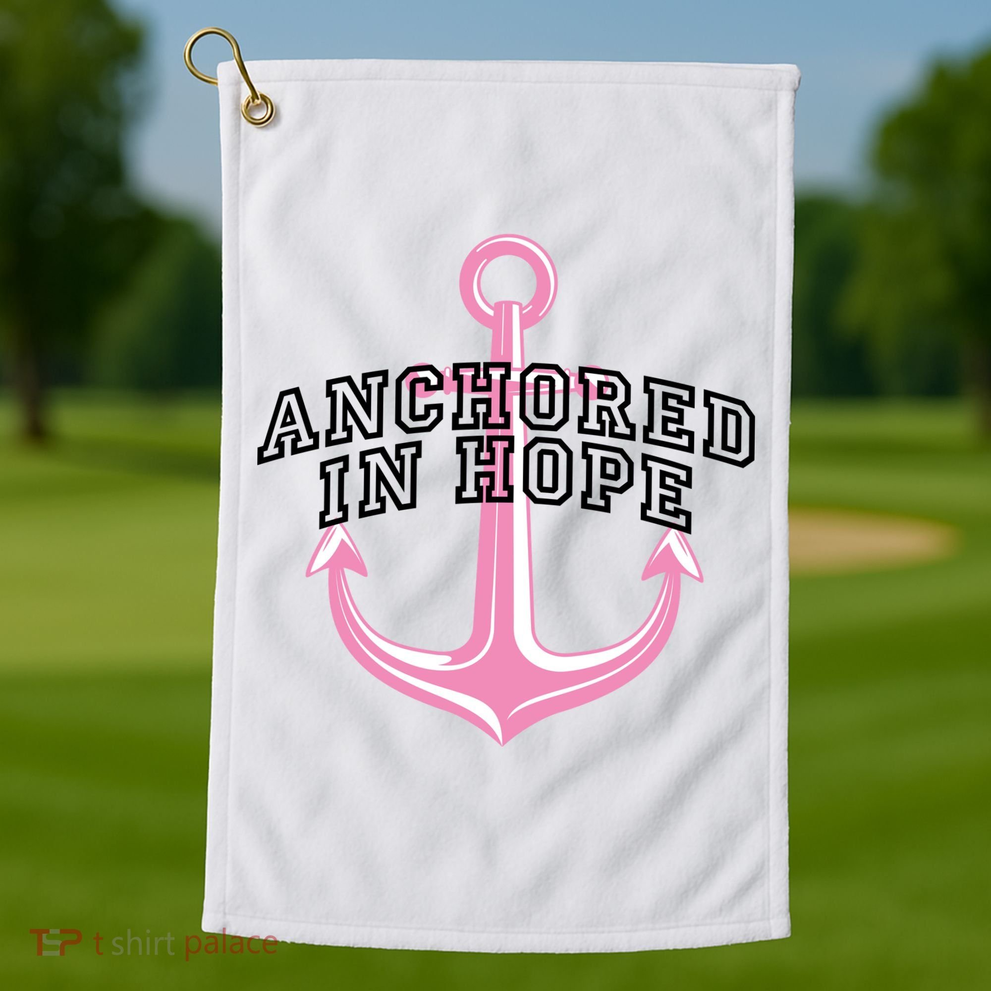 Anchored In Hope Breast Cancer Awareness Golf Towel