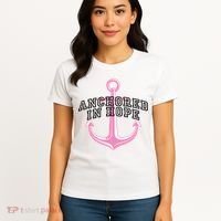 Anchored In Hope Breast Cancer Awareness Women's T-Shirt thumb 4