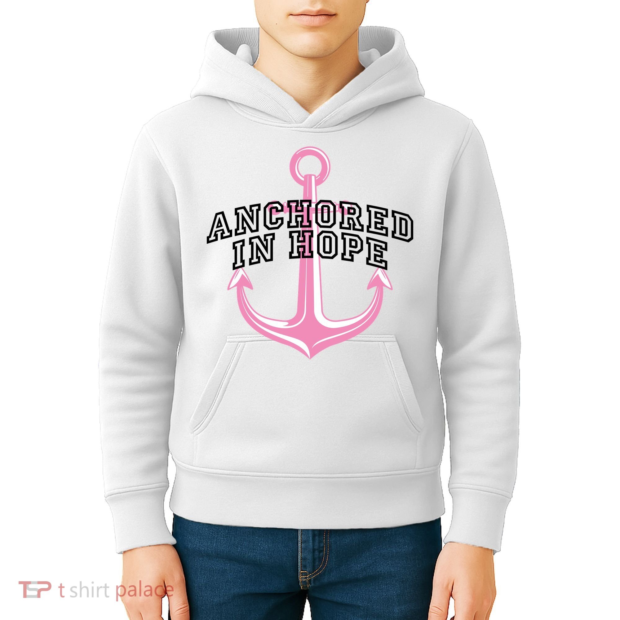 Anchored In Hope Breast Cancer Awareness Kids Hoodie