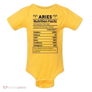 Aries Nutrition Facts Baby Bodysuit