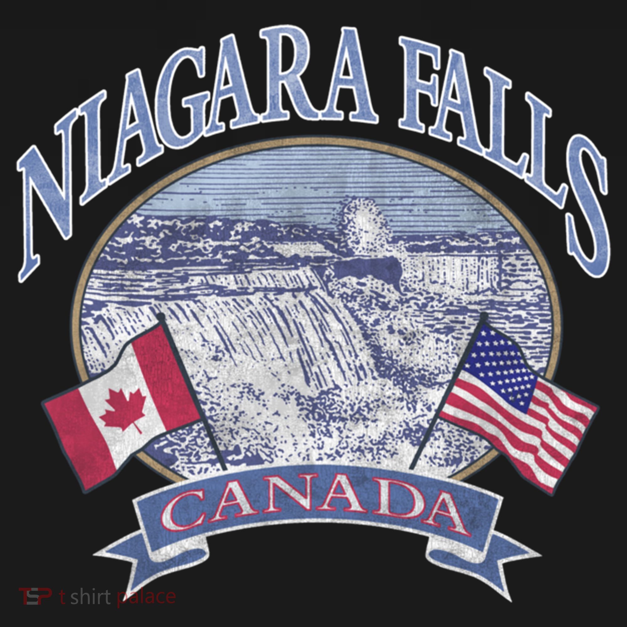 Americana Niagara Falls Scene Canada America Flags Gift Bucket Hat