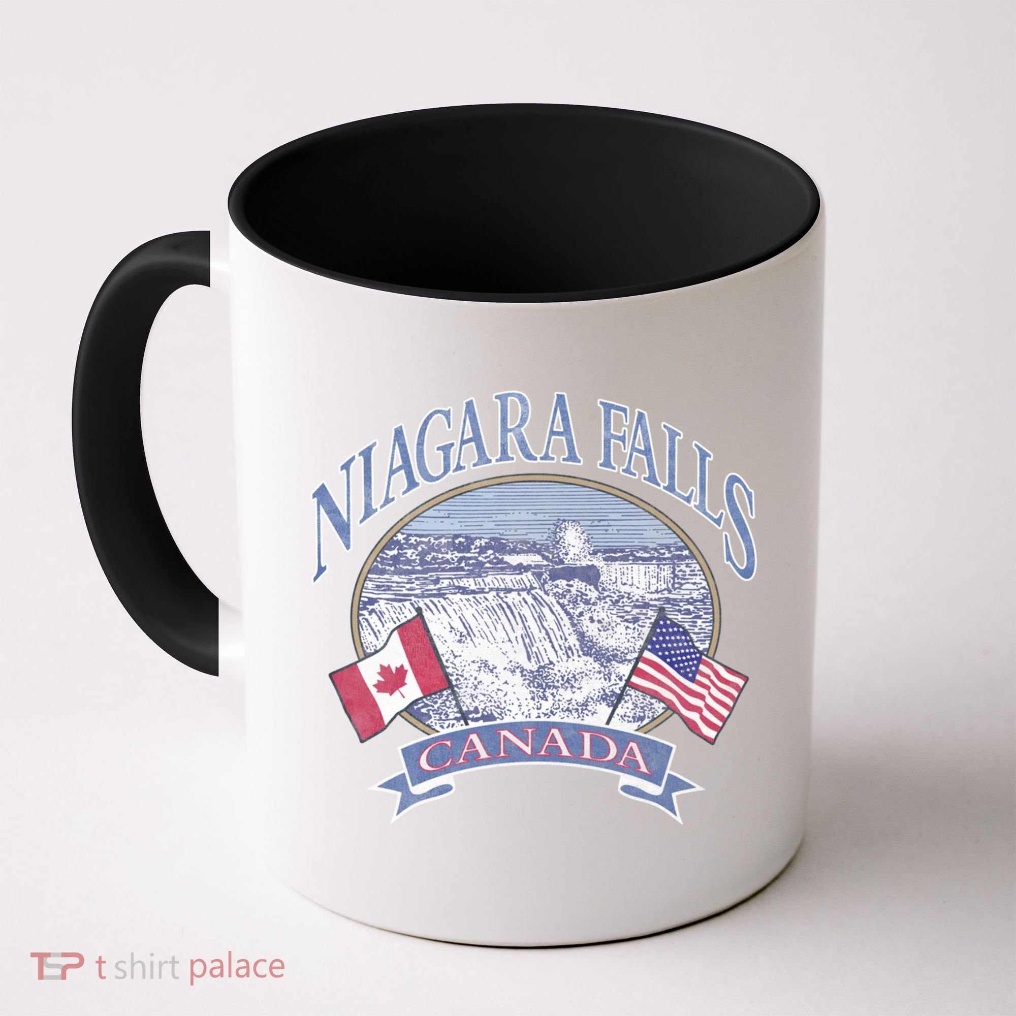 Americana Niagara Falls Scene Canada America Flags Gift Coffee Mug