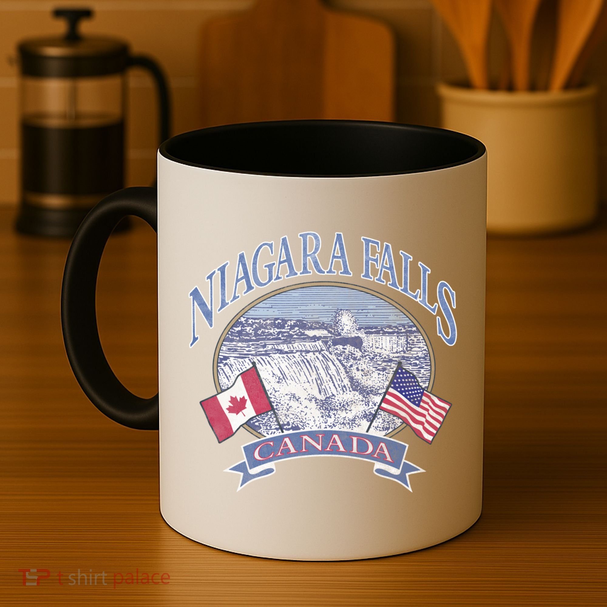 Americana Niagara Falls Scene Canada America Flags Gift Coffee Mug