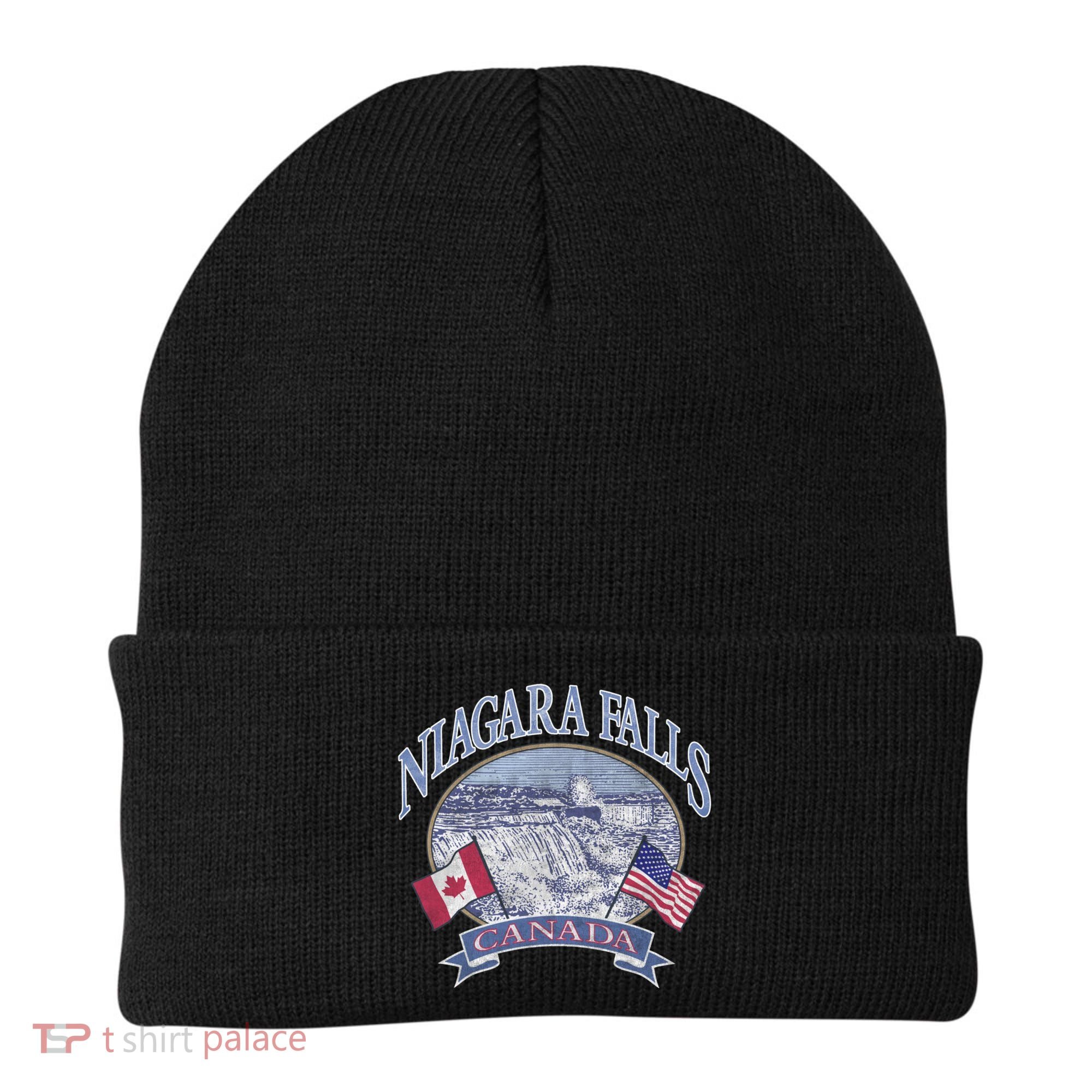 Americana Niagara Falls Scene Canada America Flags Gift Beanie