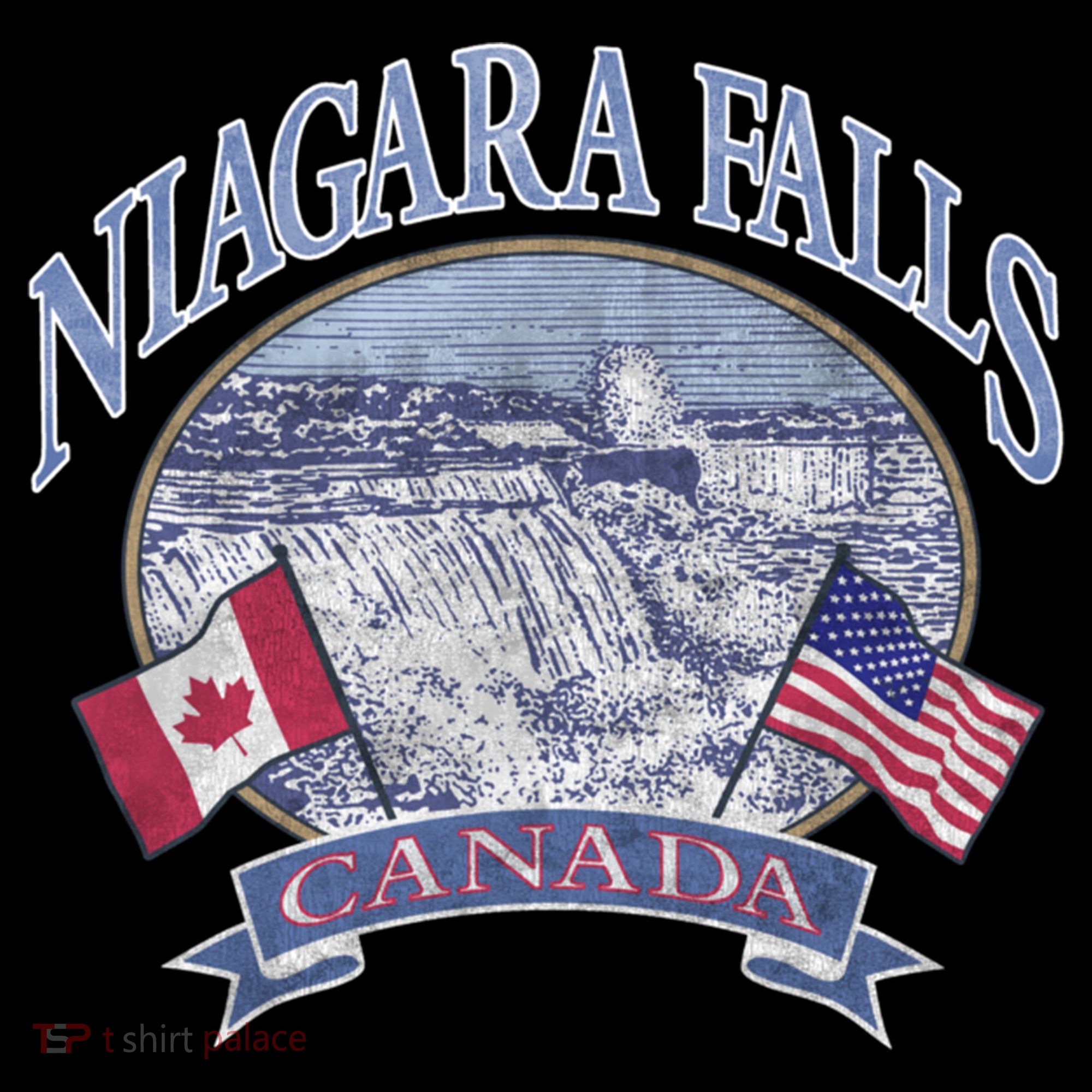Americana Niagara Falls Scene Canada America Flags Gift Women's Hoodie