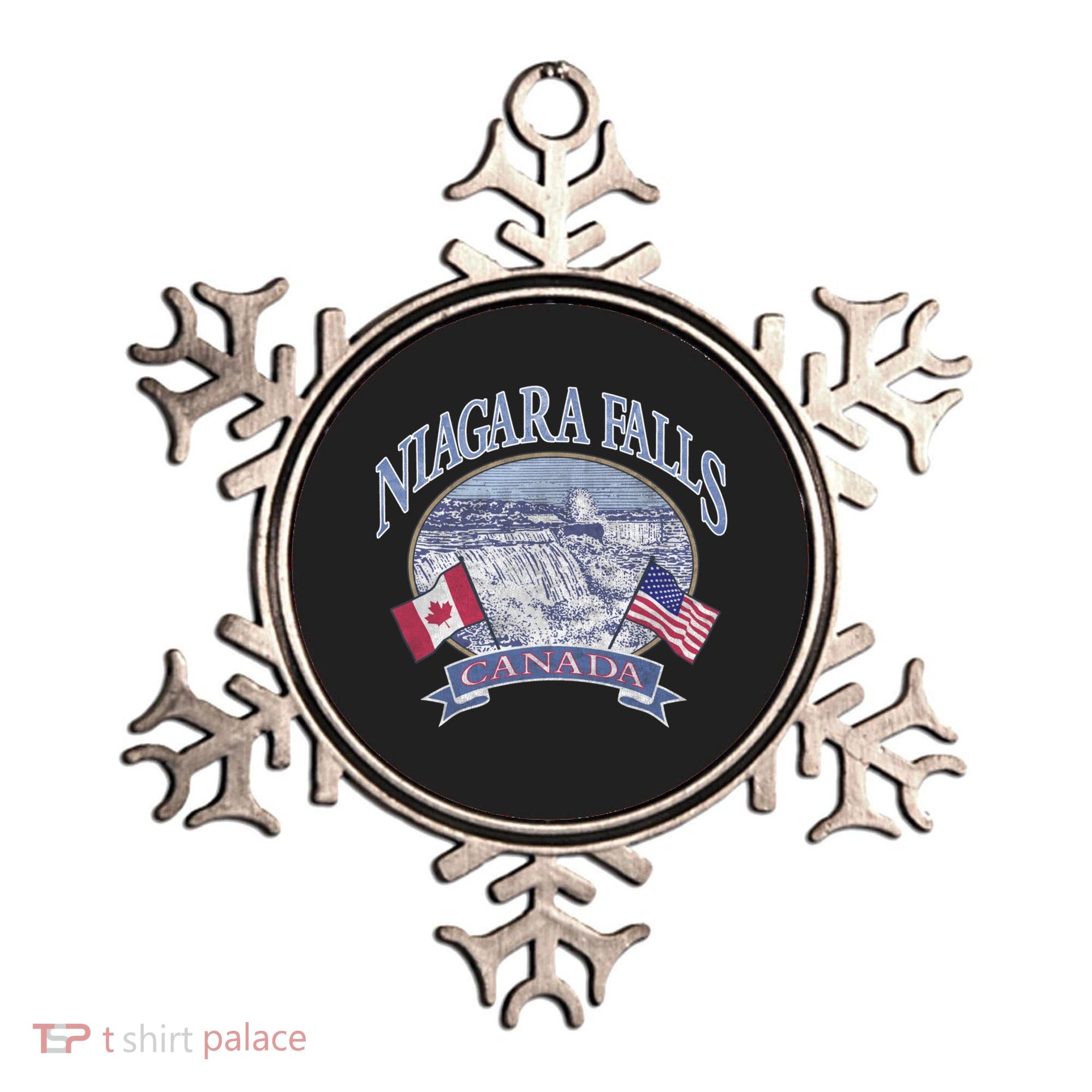 Americana Niagara Falls Scene Canada America Flags Gift Ornament