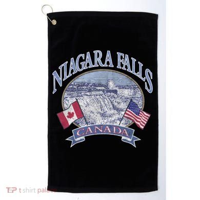Americana Niagara Falls Scene Canada America Flags Gift Golf Towel