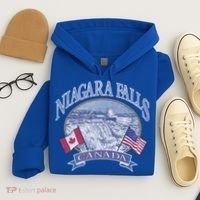 Americana Niagara Falls Scene Canada America Flags Gift Hoodie thumb 4