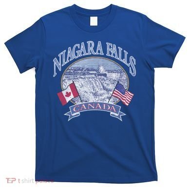 Americana Niagara Falls Scene Canada America Flags Gift T-Shirt