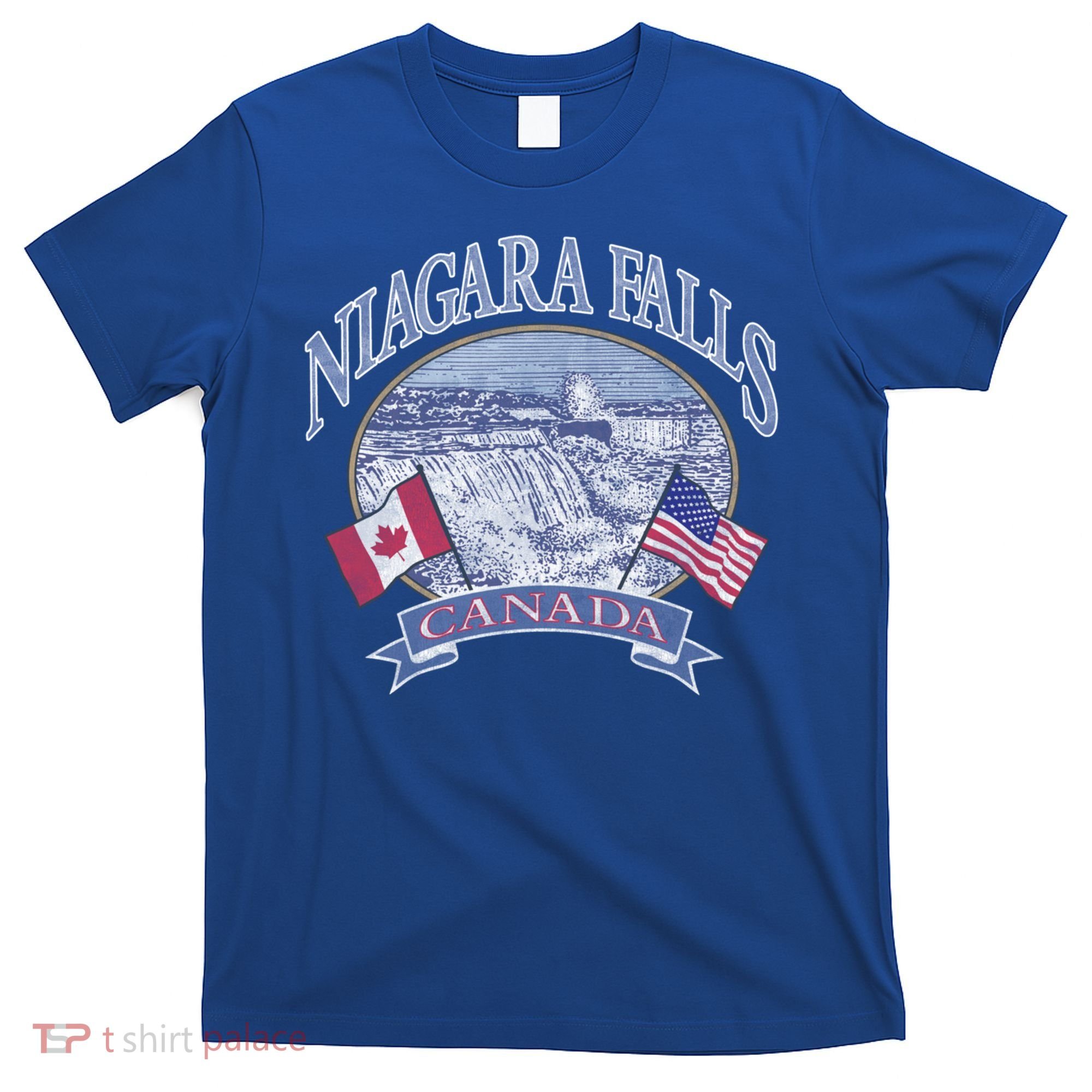 Americana Niagara Falls Scene Canada America Flags Gift T-Shirt