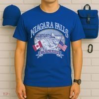 Americana Niagara Falls Scene Canada America Flags Gift T-Shirt thumb 6