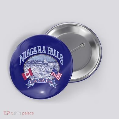 Americana Niagara Falls Scene Canada America Flags Gift Button