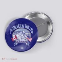 Americana Niagara Falls Scene Canada America Flags Gift Button thumb 0