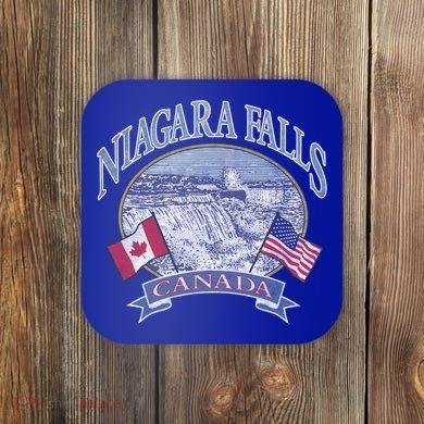 Americana Niagara Falls Scene Canada America Flags Gift Coaster