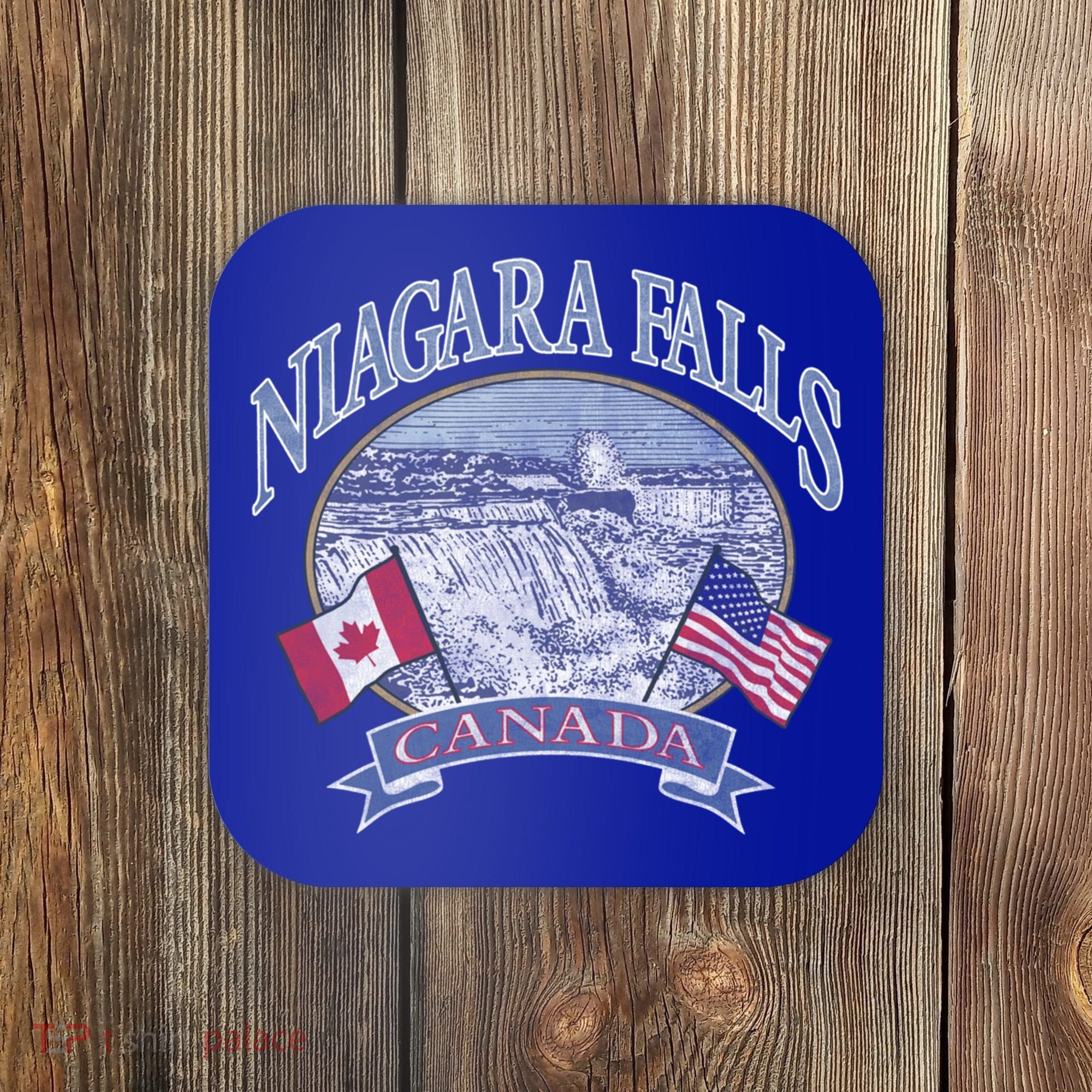Americana Niagara Falls Scene Canada America Flags Gift Coaster