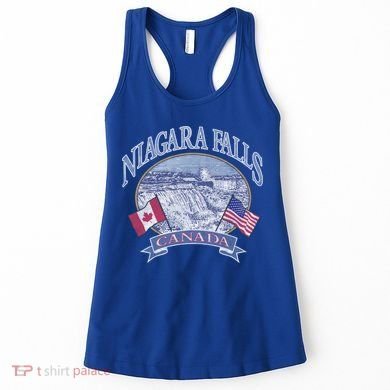 Americana Niagara Falls Scene Canada America Flags Gift Women's Tank Top
