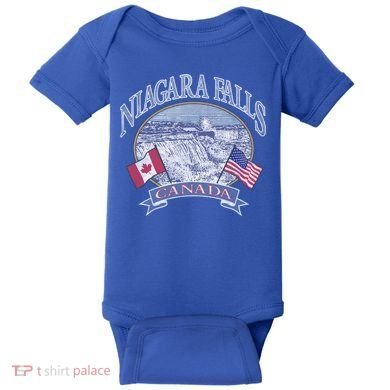 Americana Niagara Falls Scene Canada America Flags Gift Baby Bodysuit