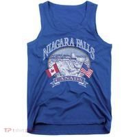Americana Niagara Falls Scene Canada America Flags Gift Tank Top thumb 0