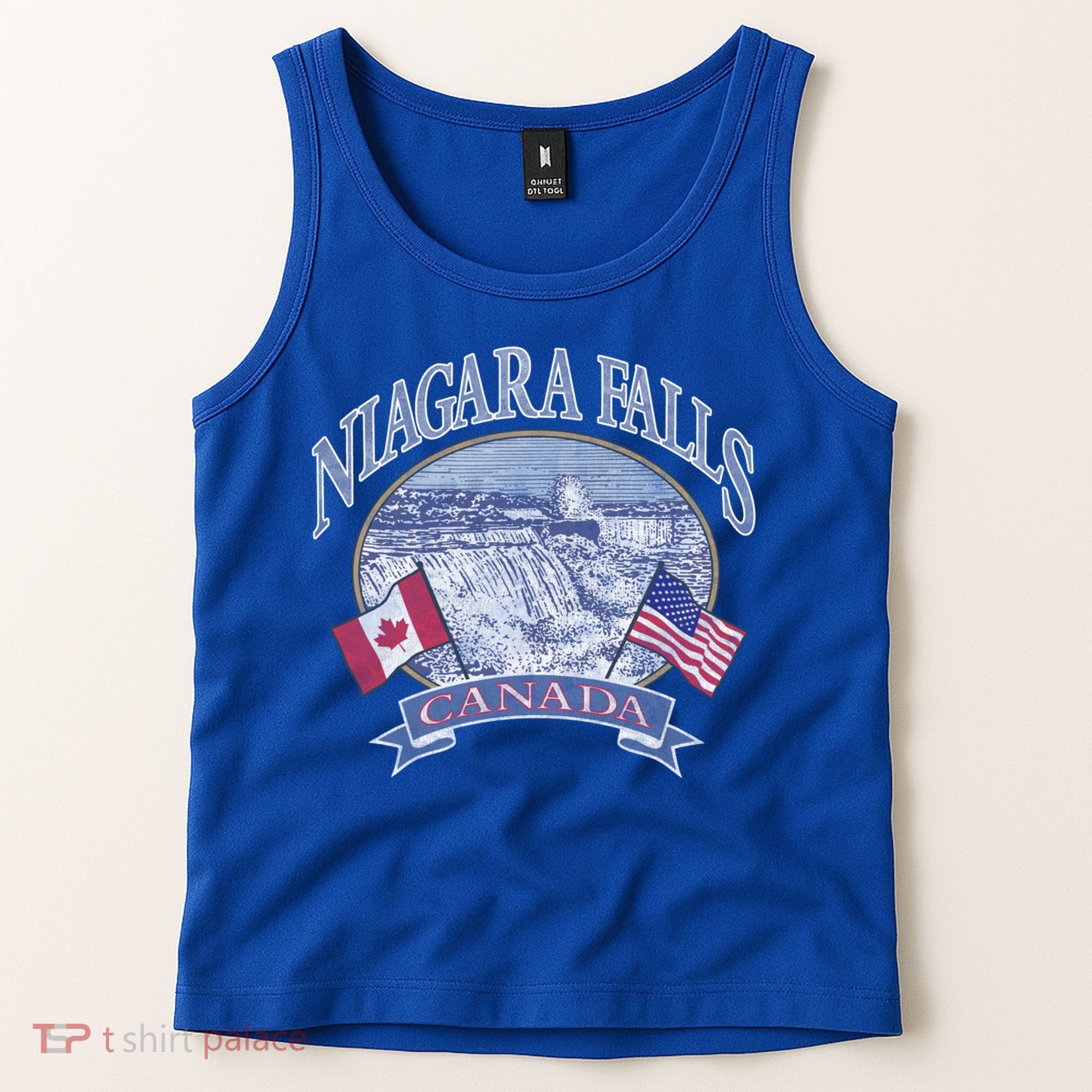 Americana Niagara Falls Scene Canada America Flags Gift Tank Top