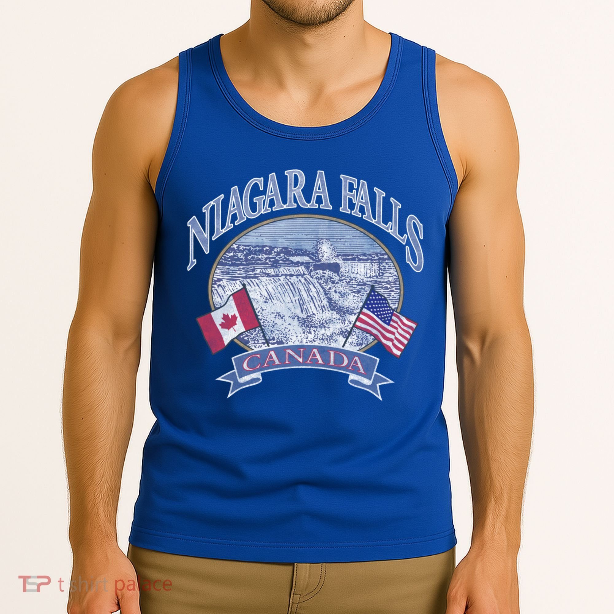 Americana Niagara Falls Scene Canada America Flags Gift Tank Top