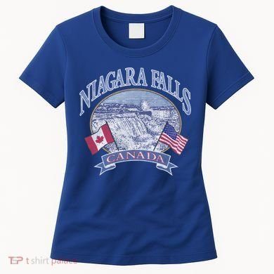 Americana Niagara Falls Scene Canada America Flags Gift Women's T-Shirt