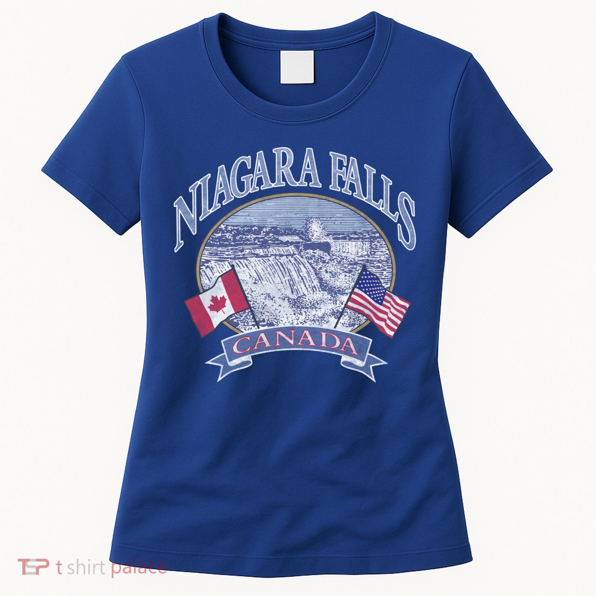 Americana Niagara Falls Scene Canada America Flags Gift Women's T-Shirt