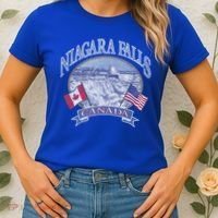 Americana Niagara Falls Scene Canada America Flags Gift Women's T-Shirt thumb 2