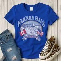 Americana Niagara Falls Scene Canada America Flags Gift Women's T-Shirt thumb 3