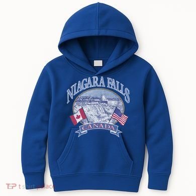 Americana Niagara Falls Scene Canada America Flags Gift Kids Hoodie