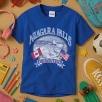 Americana Niagara Falls Scene Canada America Flags Gift Kids T-Shirt thumb 3