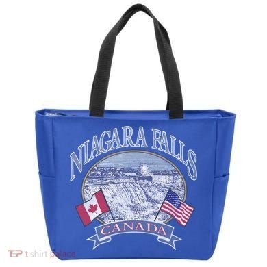 Americana Niagara Falls Scene Canada America Flags Gift Tote Bag