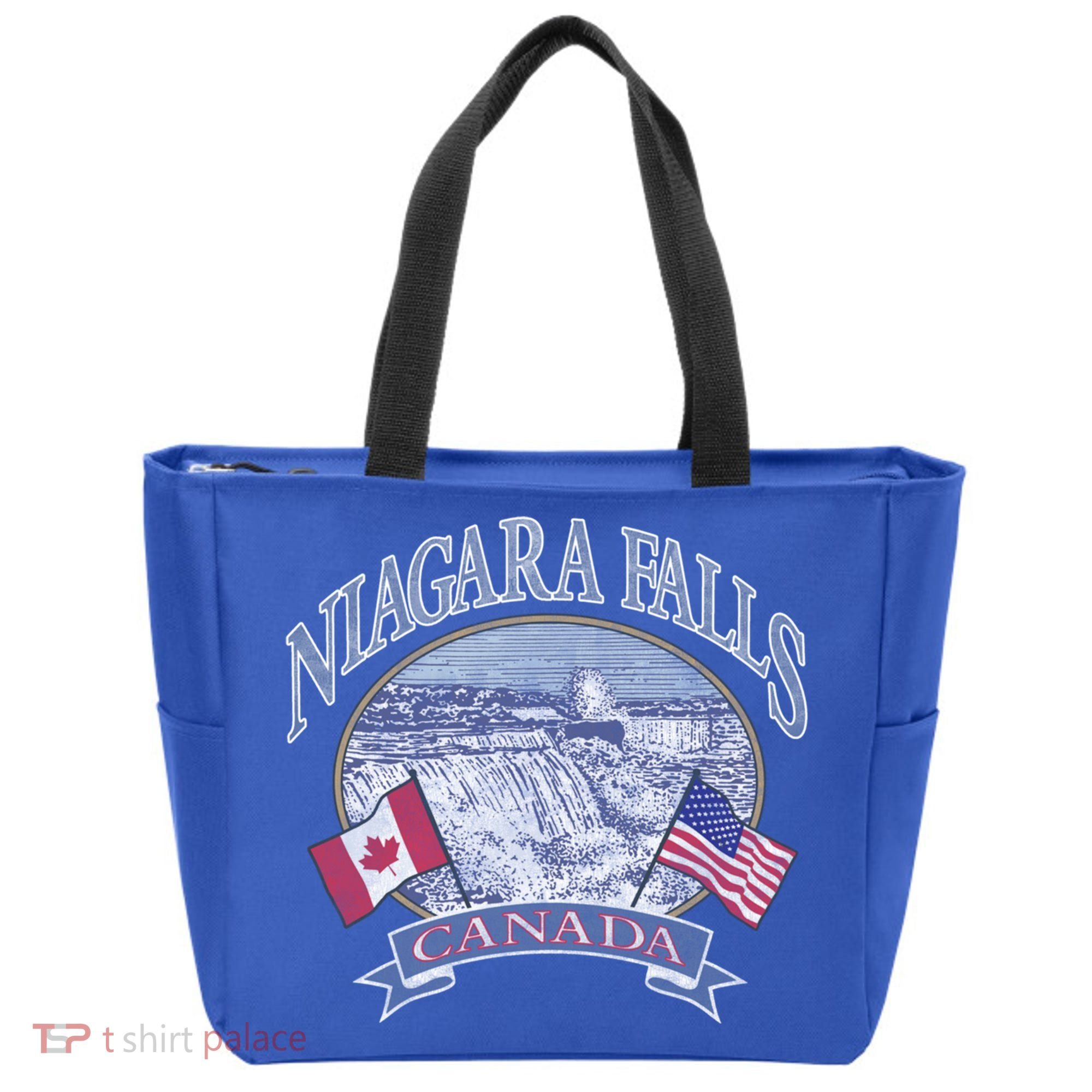 Americana Niagara Falls Scene Canada America Flags Gift Tote Bag