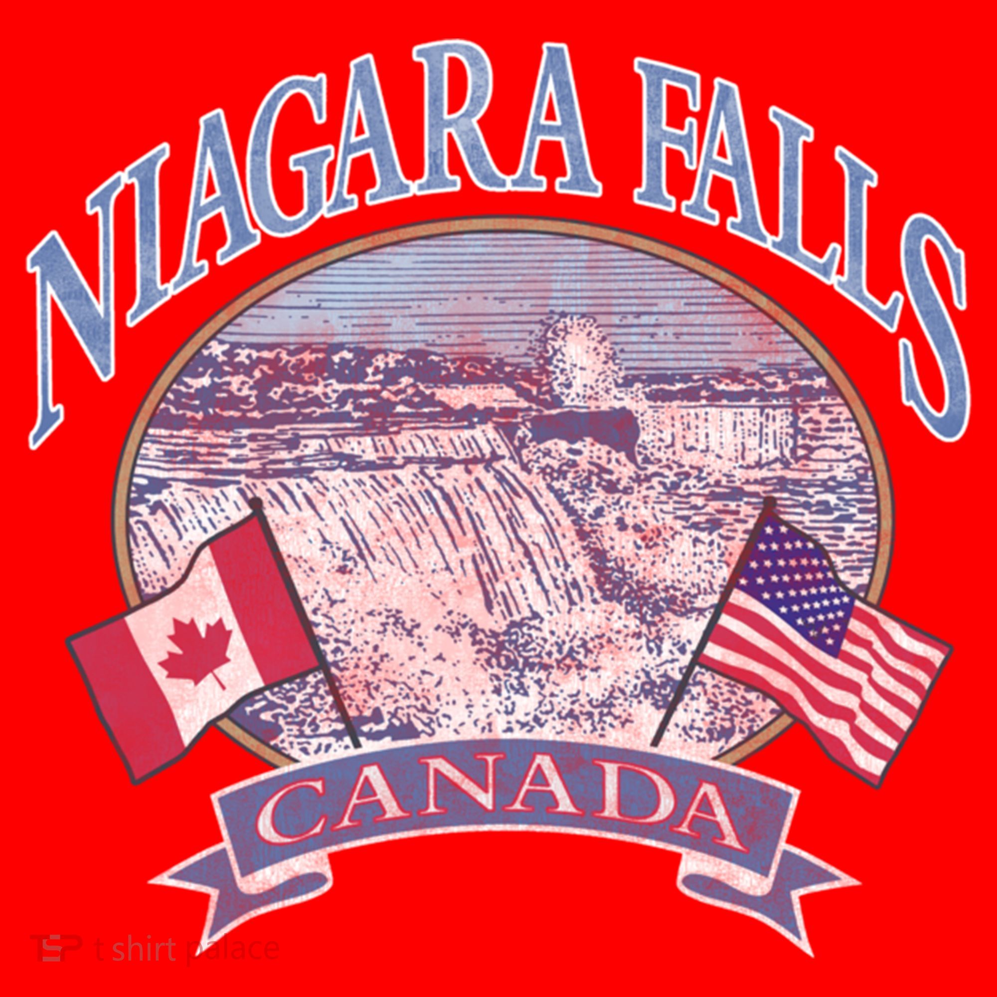Americana Niagara Falls Scene Canada America Flags Gift Santa Hat