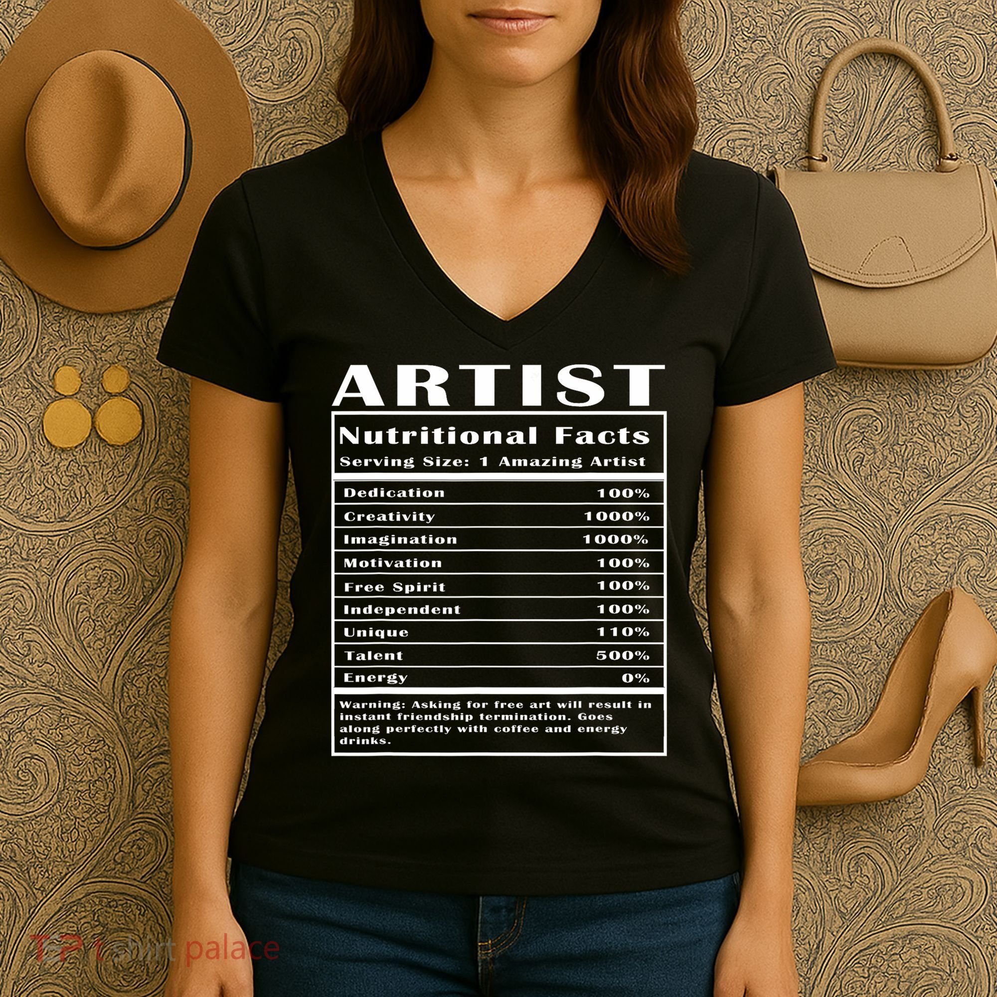 Artist Nutritional Facts Women's V-Neck T-Shirt